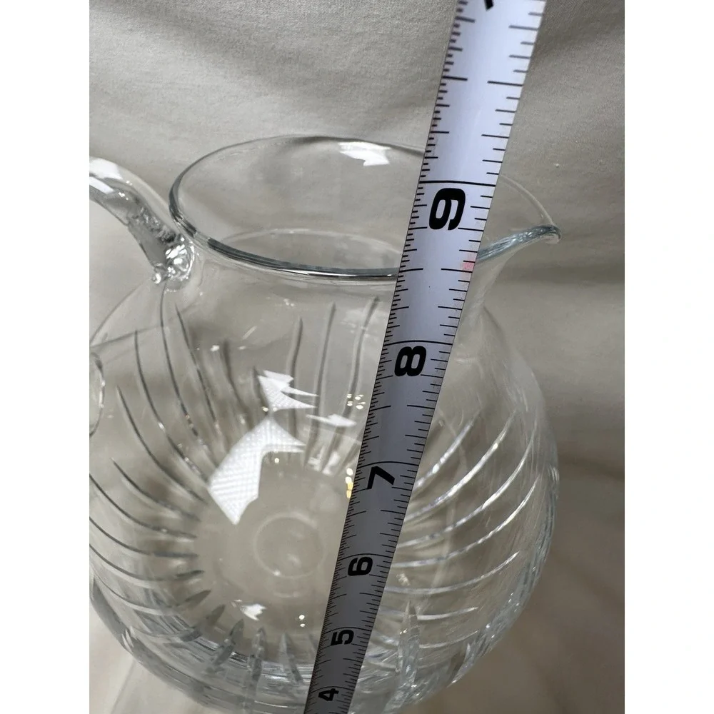 Block Hand Cut Crystal Pitcher 70oz Round‎ Water Juice Decanter Poland